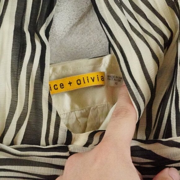 Alice + Olivia Fit & Flare Dress Womens Extra Small Striped Floral print - Picture 4 of 11